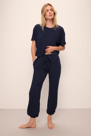 Eberjey Aloe Cotton Women Pants Navy | DXV6476OD