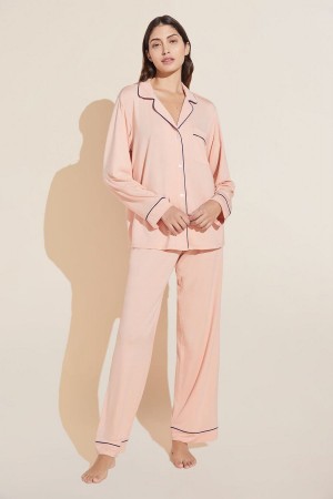 Eberjey Gisele TENCEL™ Modal Long PJ Set Women Pajamas Rose Navy | KUD9990IG