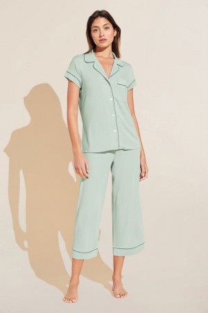 Eberjey Gisele TENCEL™ Modal Short Sleeve Cropped PJ Set Women Pajamas Green | QCV6942TW