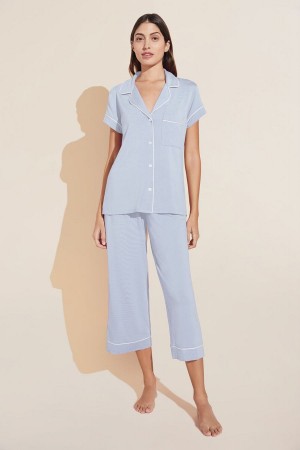 Eberjey Gisele TENCEL™ Modal Short Sleeve Cropped PJ Set Women Pajamas Blue White | AHH7178FE