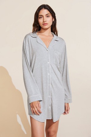 Eberjey Gisele TENCEL Modal Sleepshirt Women Pajamas Grey Pink | TQA6222QL