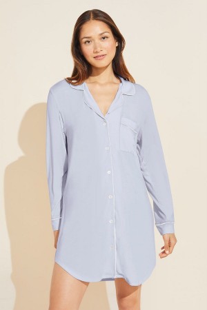 Eberjey Gisele TENCEL™ Modal Sleepshirt Women Pajamas Blue White | ASJ965NI