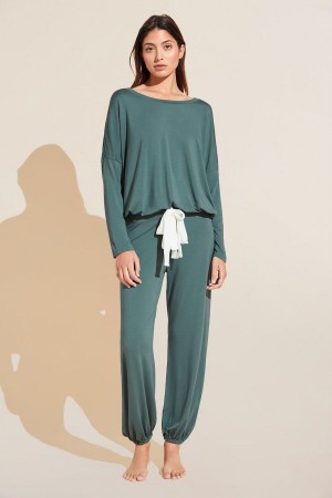 Eberjey Gisele TENCEL™ Modal Slouchy Set Women Pajamas Dark Green | SEF6123RA