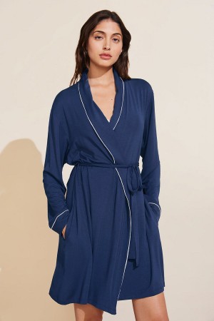 Eberjey Gisele TENCEL™ Modal Women Robe Navy White | AEY3235FS