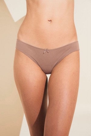 Eberjey Pima Stretch Cotton Women Bikini Panty Beige | XKP5769EW