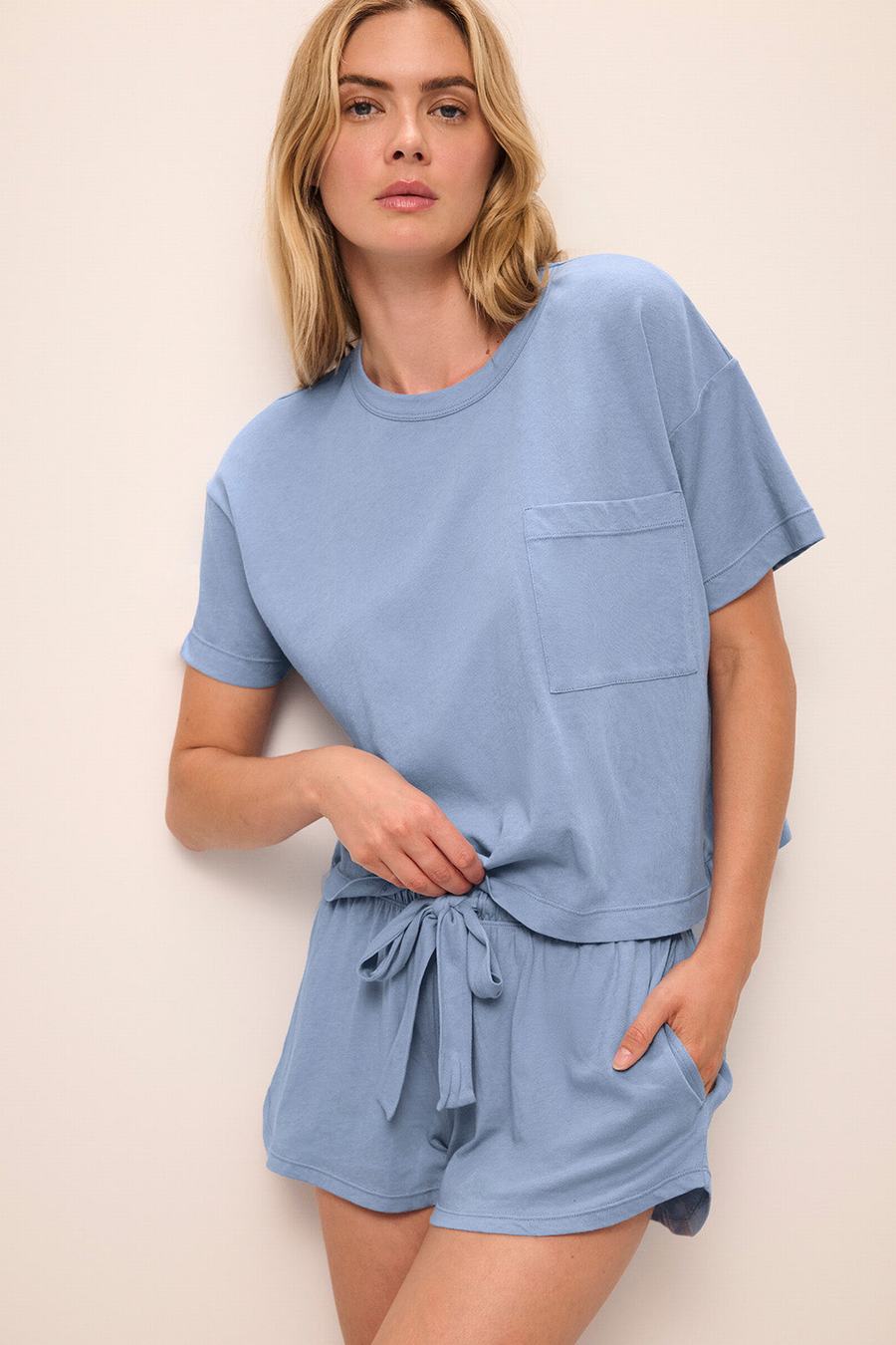 Eberjey Aloe Cotton Short Sleeve Women T-Shirt Blue | ALU9468NM