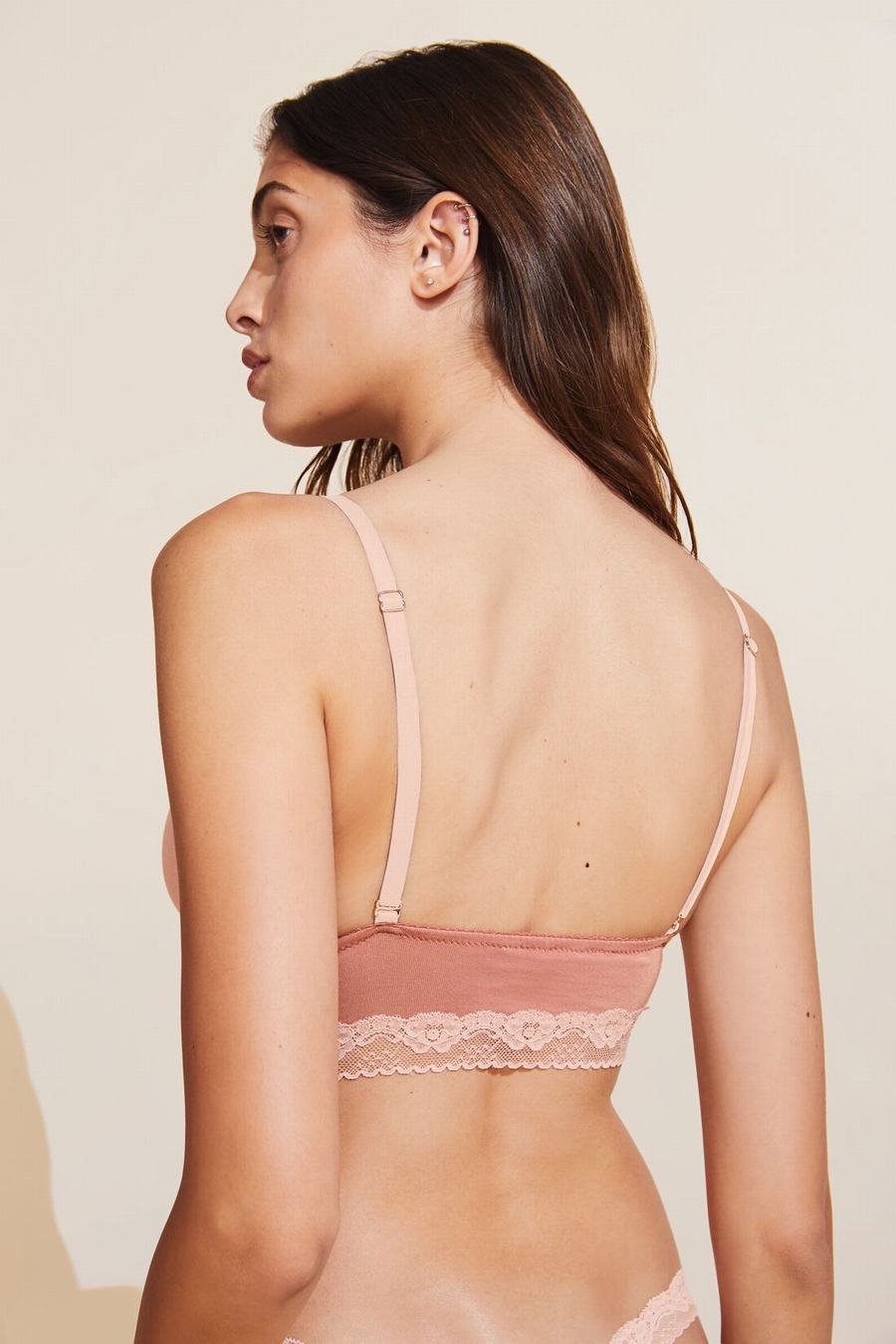 Eberjey Flora TENCEL™ Modal Front Closure Women Bralettes Pink Dark Red Rose | YLU5669UT