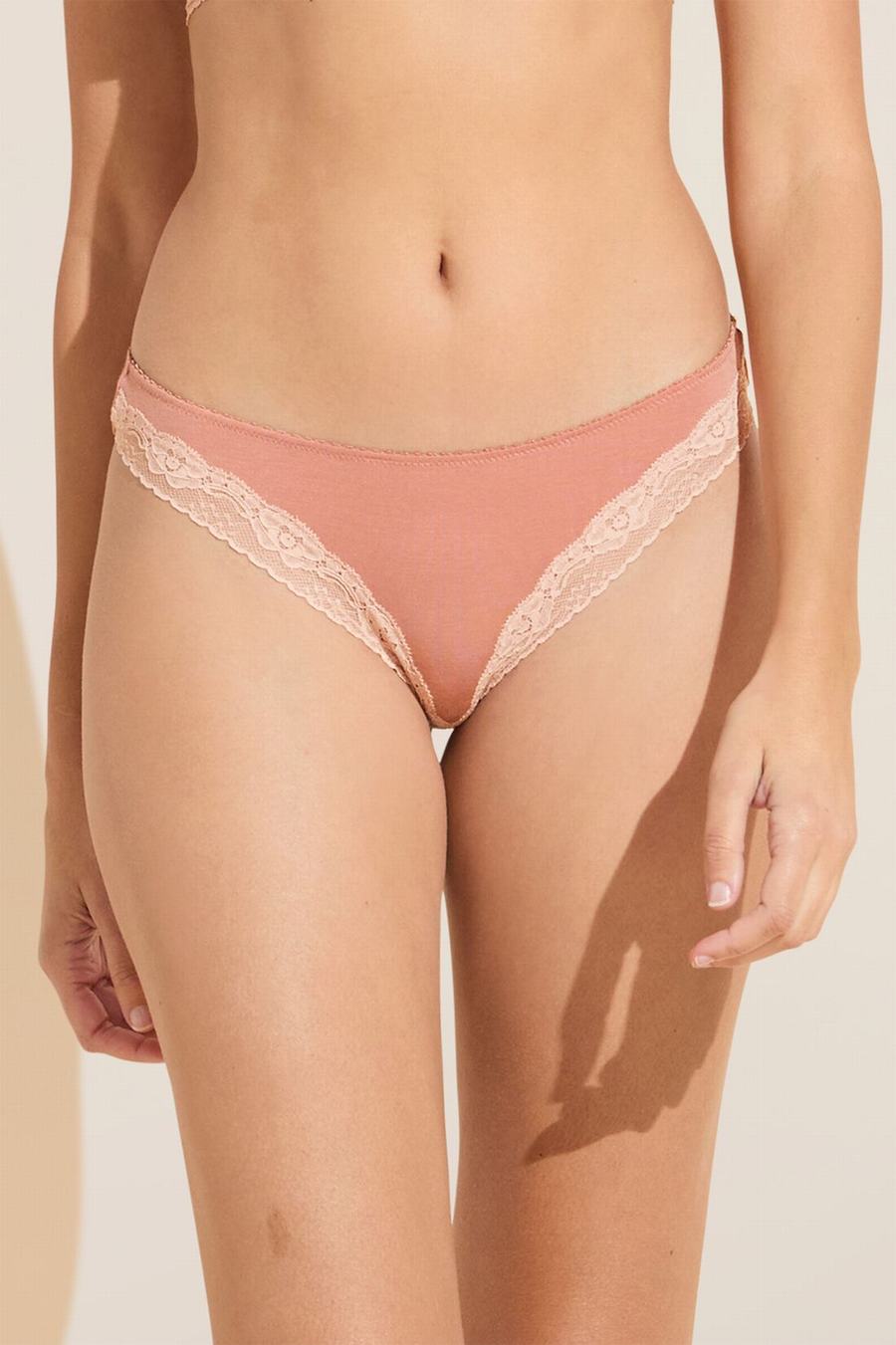 Eberjey Flora TENCEL™ Modal Women Thong Panty Pink Dark Red Rose | CLO6181KI