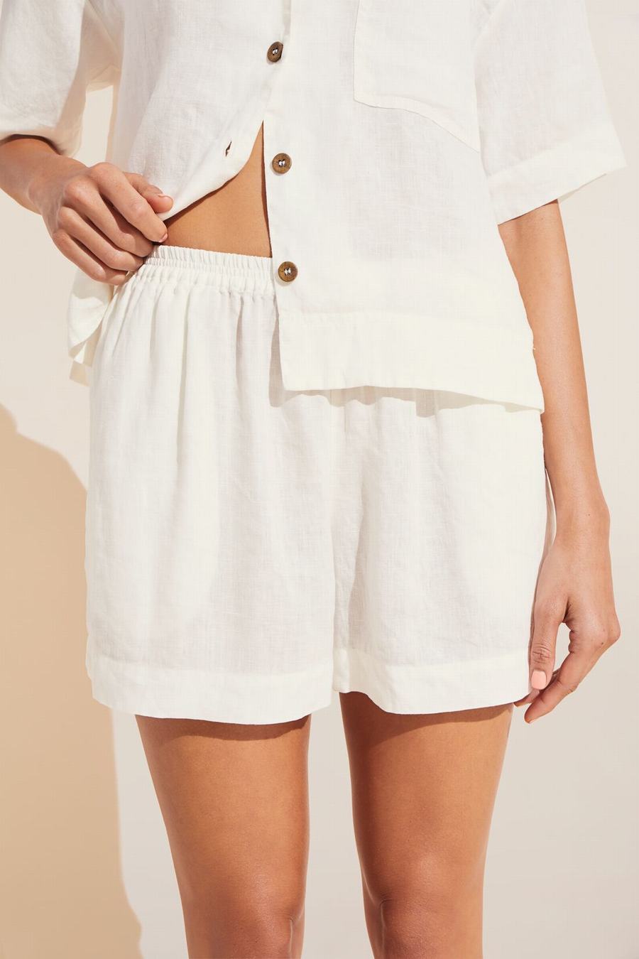 Eberjey Garment Dyed Linen Short Set Women Shorts White | ISF780SA