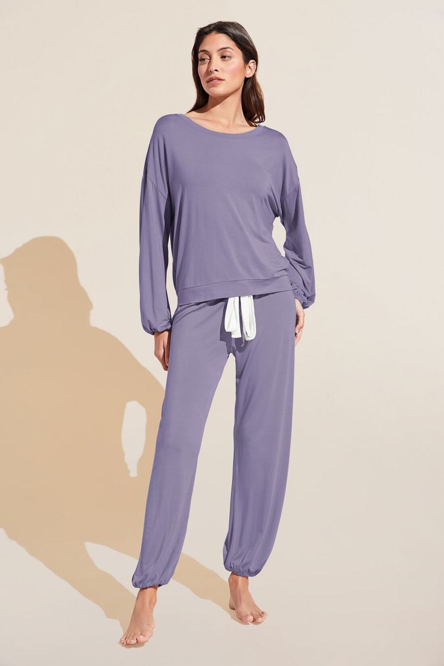 Eberjey Gisele TENCEL™ Modal Effortless PJ Set Women Pajamas Purple White | BBH8780DZ