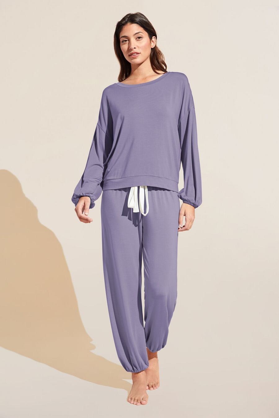 Eberjey Gisele TENCEL™ Modal Effortless PJ Set Women Pajamas Purple White | BBH8780DZ