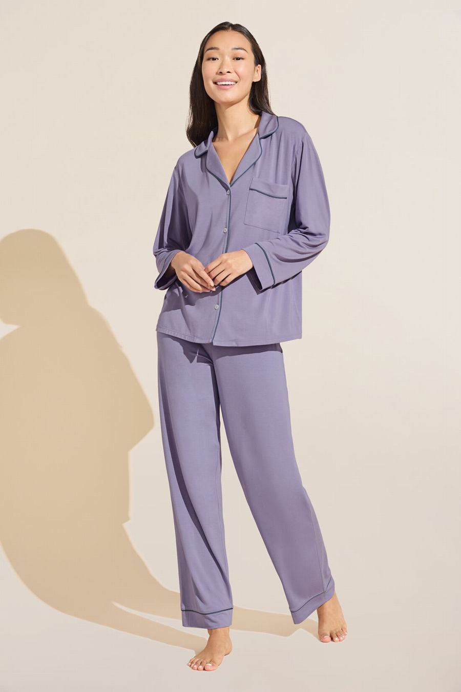 Eberjey Gisele TENCEL™ Modal Long PJ Set Women Pajamas Purple Blue | KLK603WV