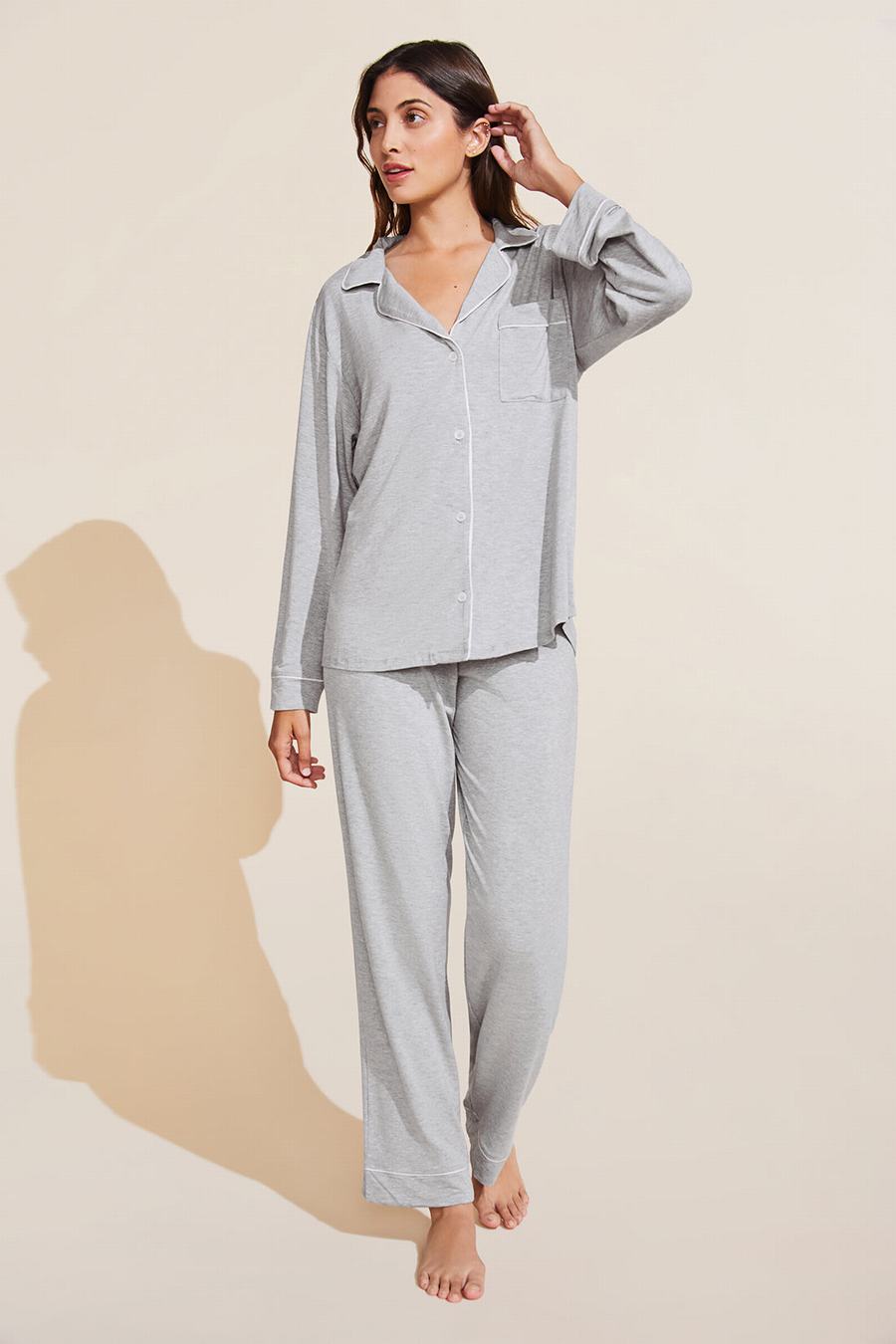 Eberjey Gisele TENCEL Modal Long PJ Set Women Pajamas Grey Pink | AMQ5039EC