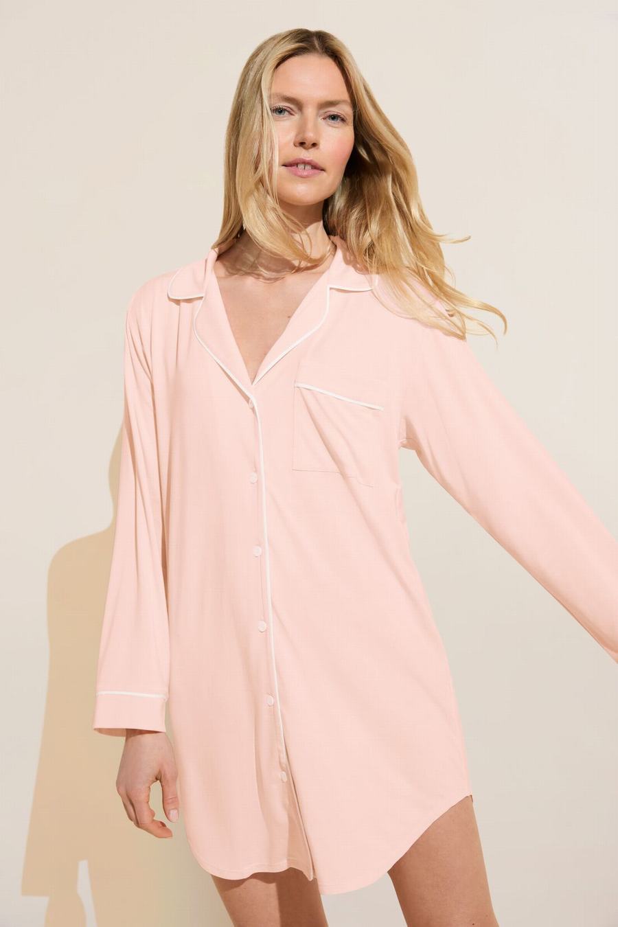 Eberjey Gisele TENCEL™ Modal Sleepshirt Women Pajamas Pink White | PCS8772LE