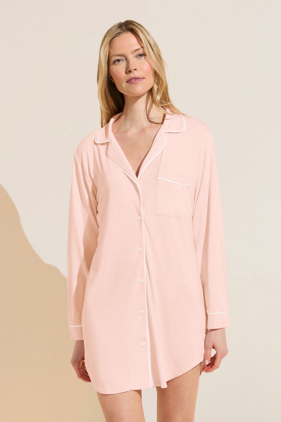 Eberjey Gisele TENCEL™ Modal Sleepshirt Women Pajamas Pink White | PCS8772LE