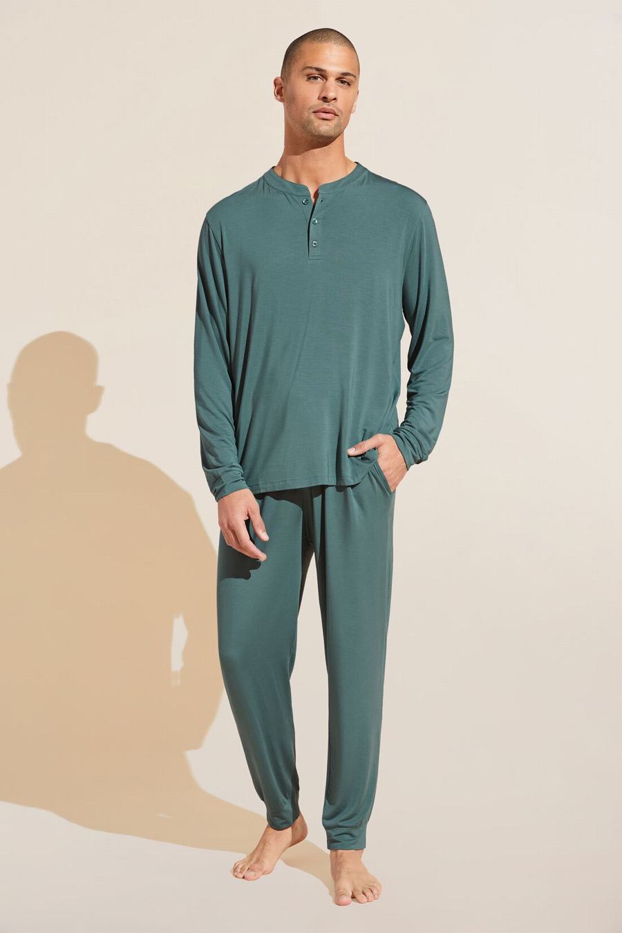 Eberjey Henry TENCEL™ Modal Long PJ Set Men Pajamas Green | YDE4639NN