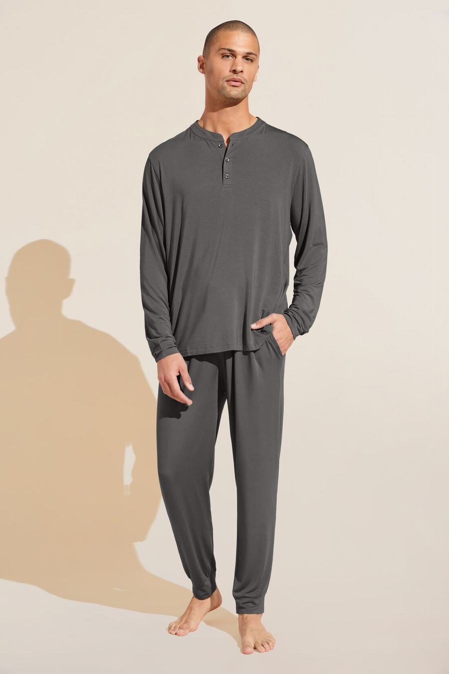 Eberjey Henry TENCEL™ Modal Long PJ Set Men Pajamas Grey | OOF8244US