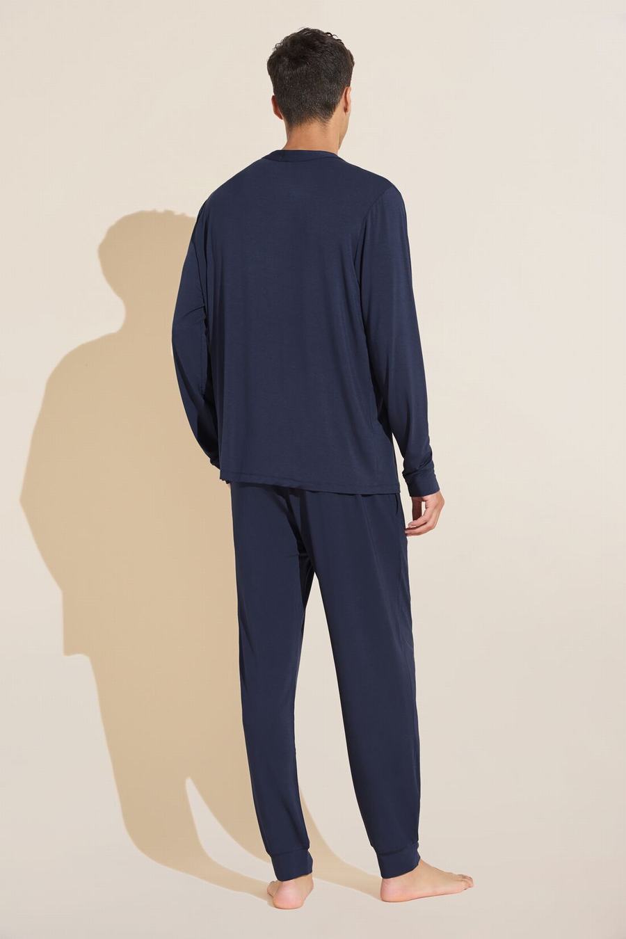 Eberjey Henry TENCEL™ Modal Long PJ Set Men Pajamas Navy | GXP8741QB