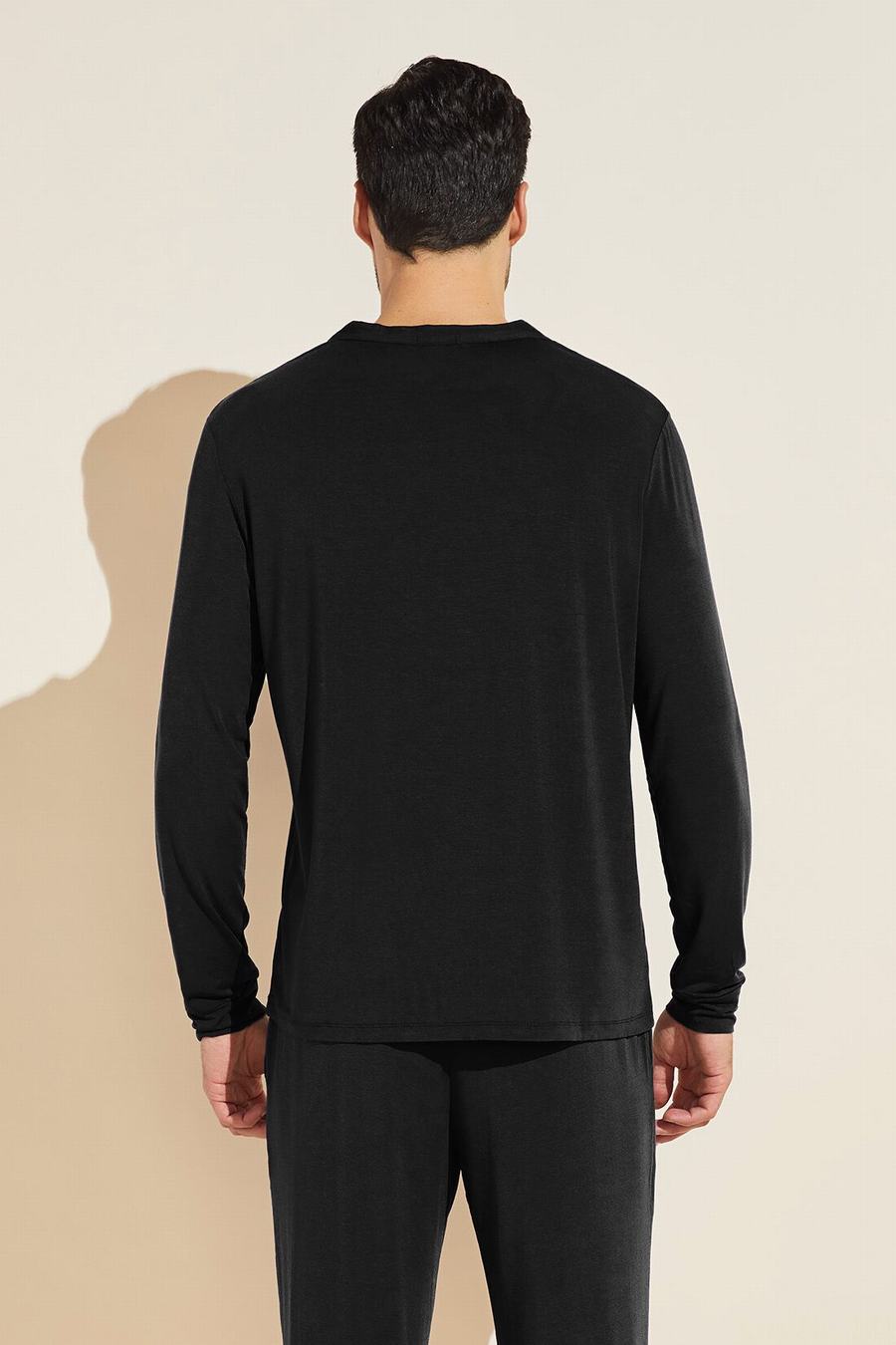 Eberjey Henry TENCEL™ Modal Long Sleeve Henley Men Tops Black | HGY9489GI