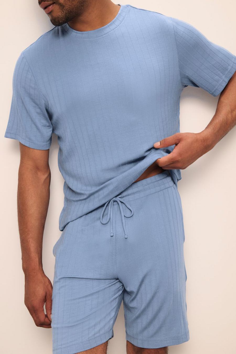 Eberjey Henry TENCEL™ Modal Rib Short PJ Set Men Pajamas Blue | RJH3820KK