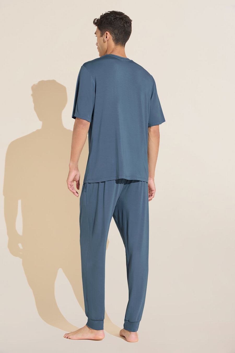 Eberjey Henry TENCEL™ Modal Short Sleeve & Pant PJ Set Men Pajamas Blue | EEC99100RK