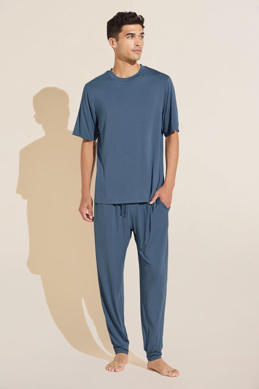 Eberjey Henry TENCEL™ Modal Short Sleeve & Pant PJ Set Men Pajamas Blue | EEC99100RK