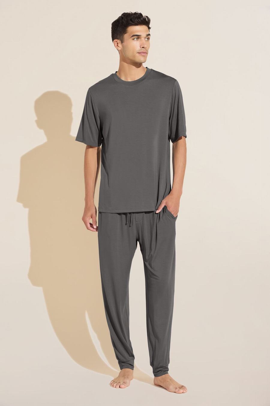 Eberjey Henry TENCEL™ Modal Short Sleeve & Pant PJ Set Men Pajamas Grey | GRV5014XI