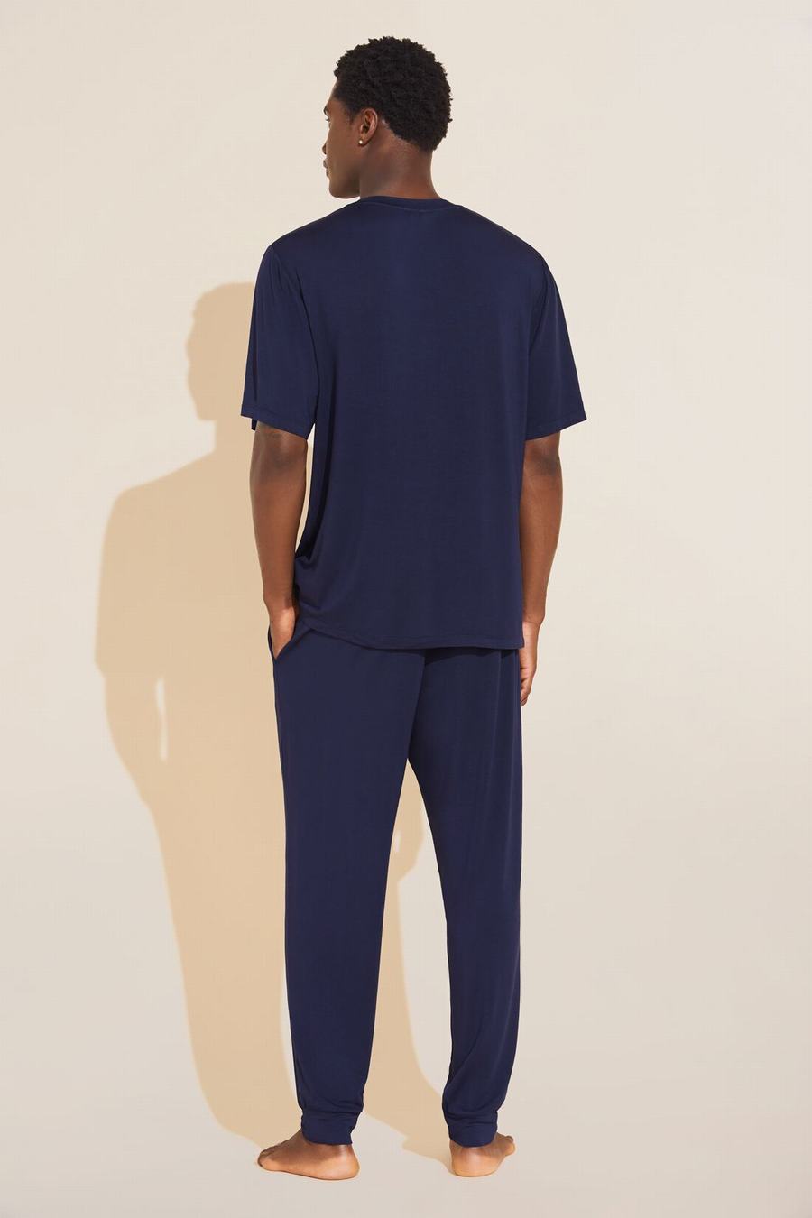 Eberjey Henry TENCEL™ Modal Short Sleeve & Pant PJ Set Men Pajamas Navy | NFK5882PX