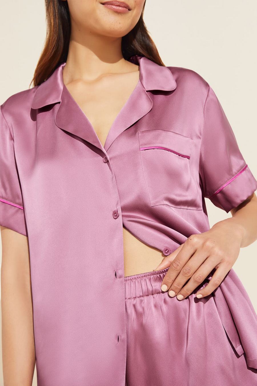 Eberjey Inez Washable Silk Short PJ Set Women Pajamas Purple | YAG9095UG