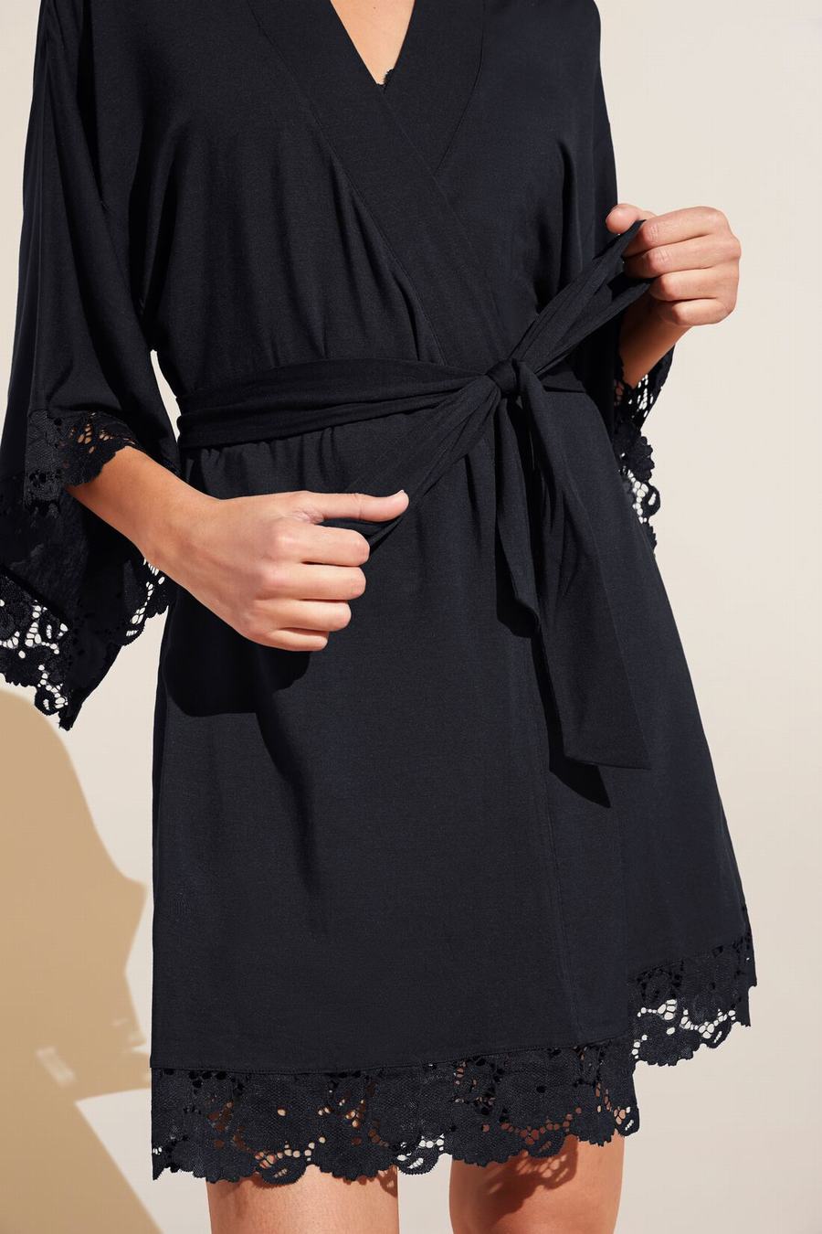 Eberjey Naya TENCEL Modal Women Robe Black | YPY3315LY