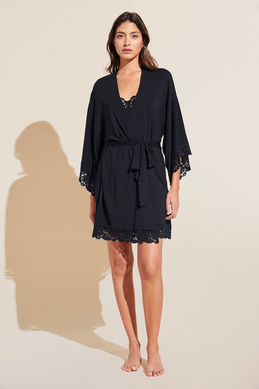 Eberjey Naya TENCEL Modal Women Robe Black | YPY3315LY