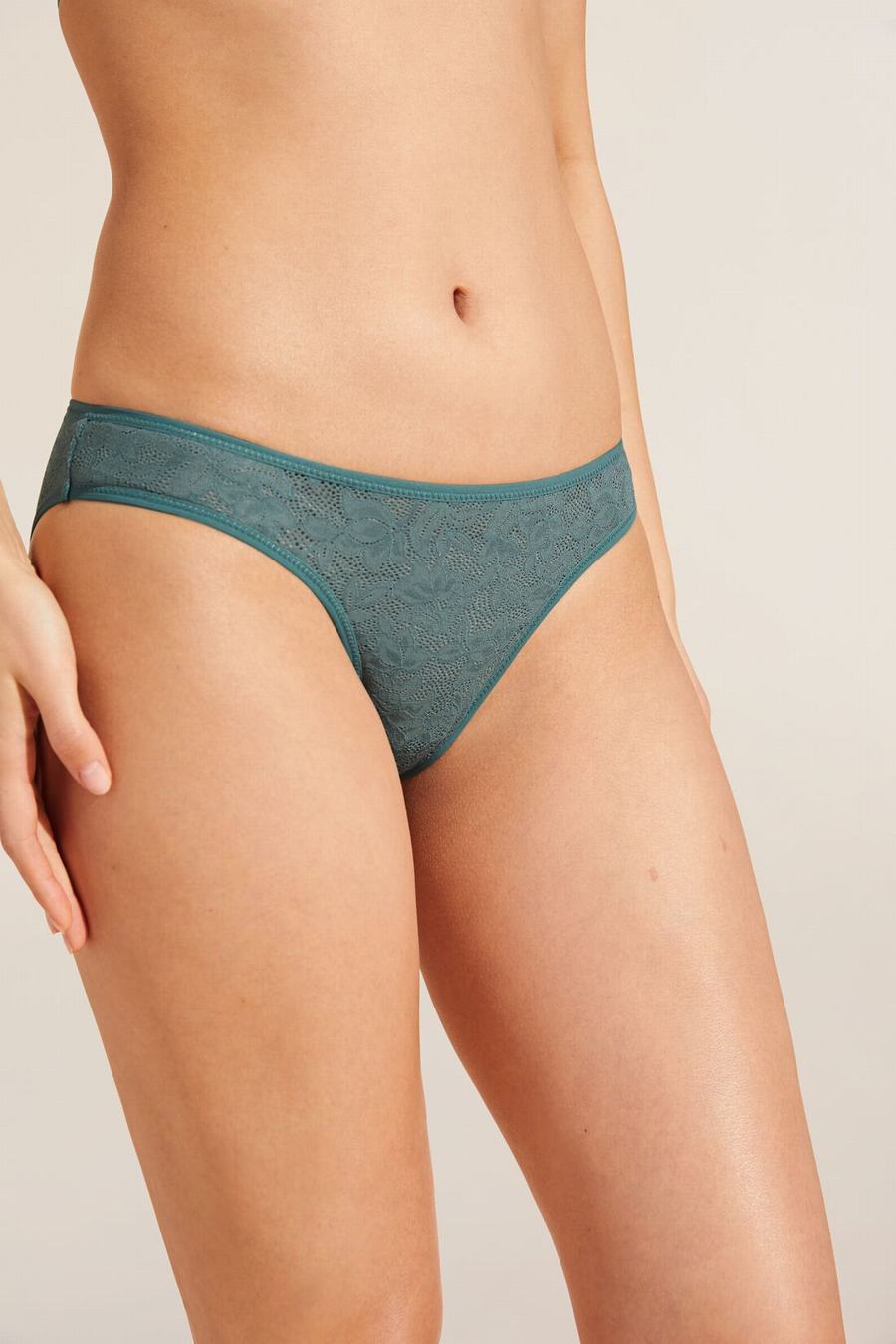 Eberjey Soft Stretch Recycled Lace High Leg Women Briefs Green | BQO4054QR