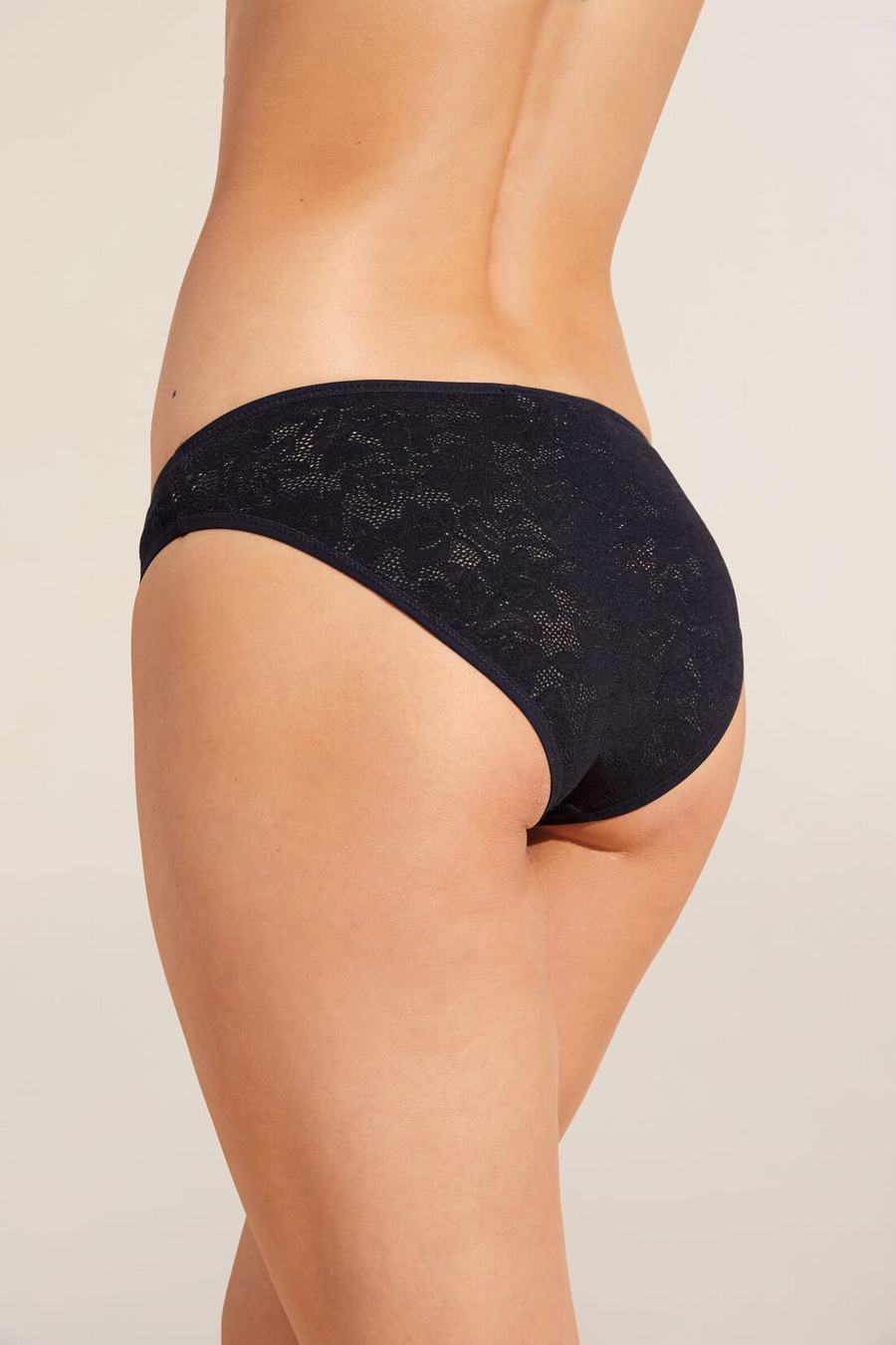 Eberjey Soft Stretch Recycled Lace High Leg Women Briefs Black | FYA4237XV