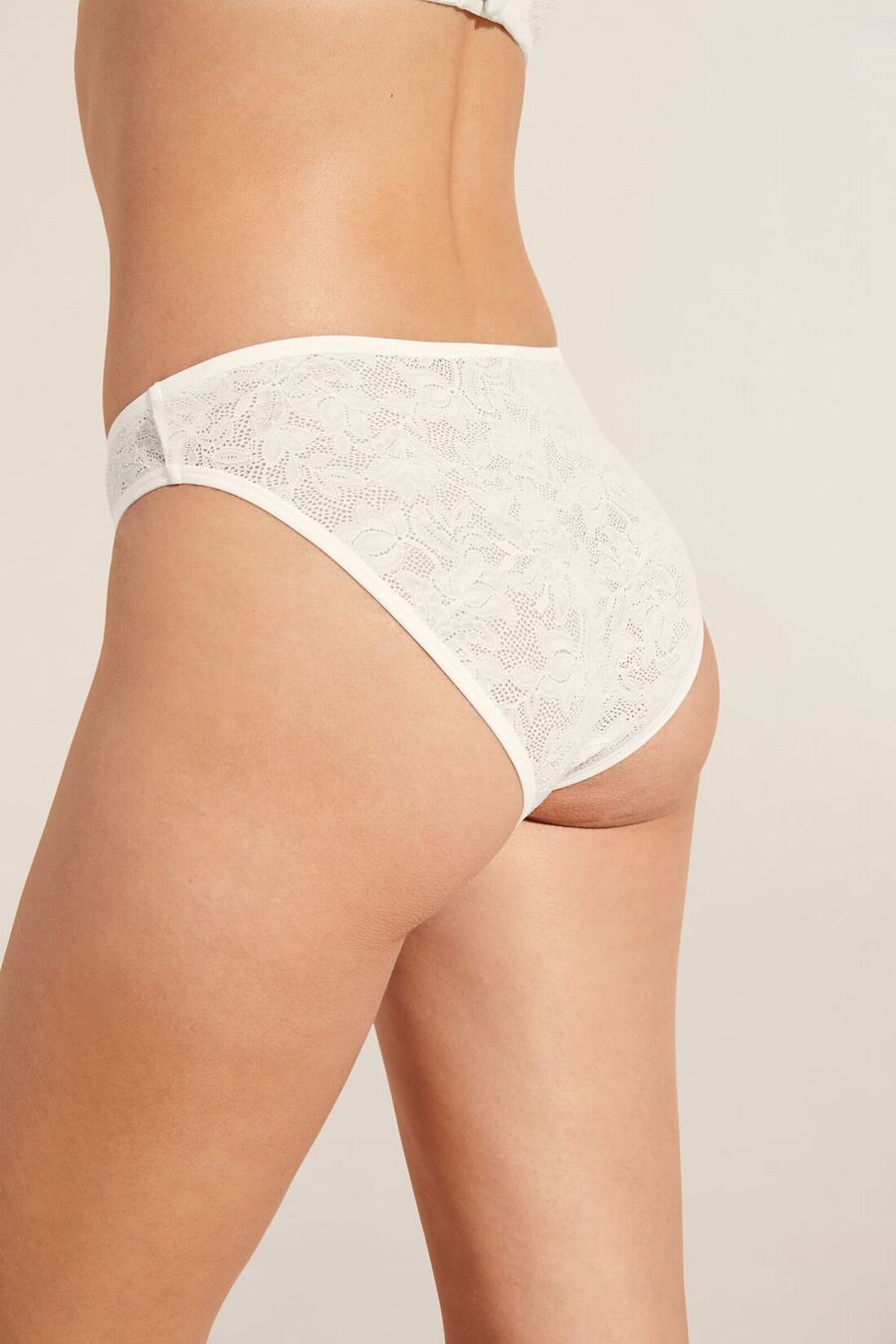 Eberjey Soft Stretch Recycled Lace High Leg Women Briefs White | RTC9078KG