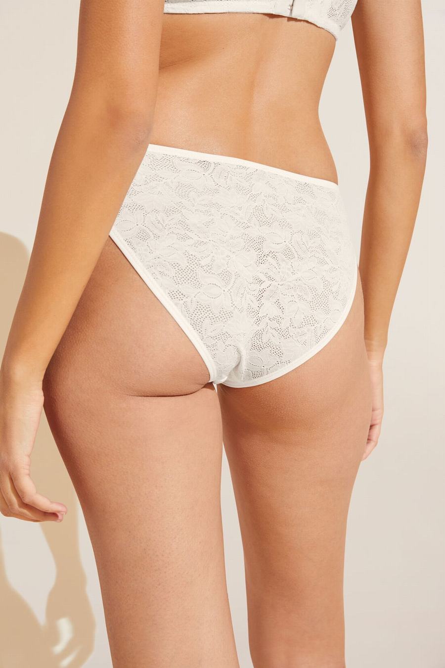 Eberjey Soft Stretch Recycled Lace High Leg Women Briefs White | RTC9078KG